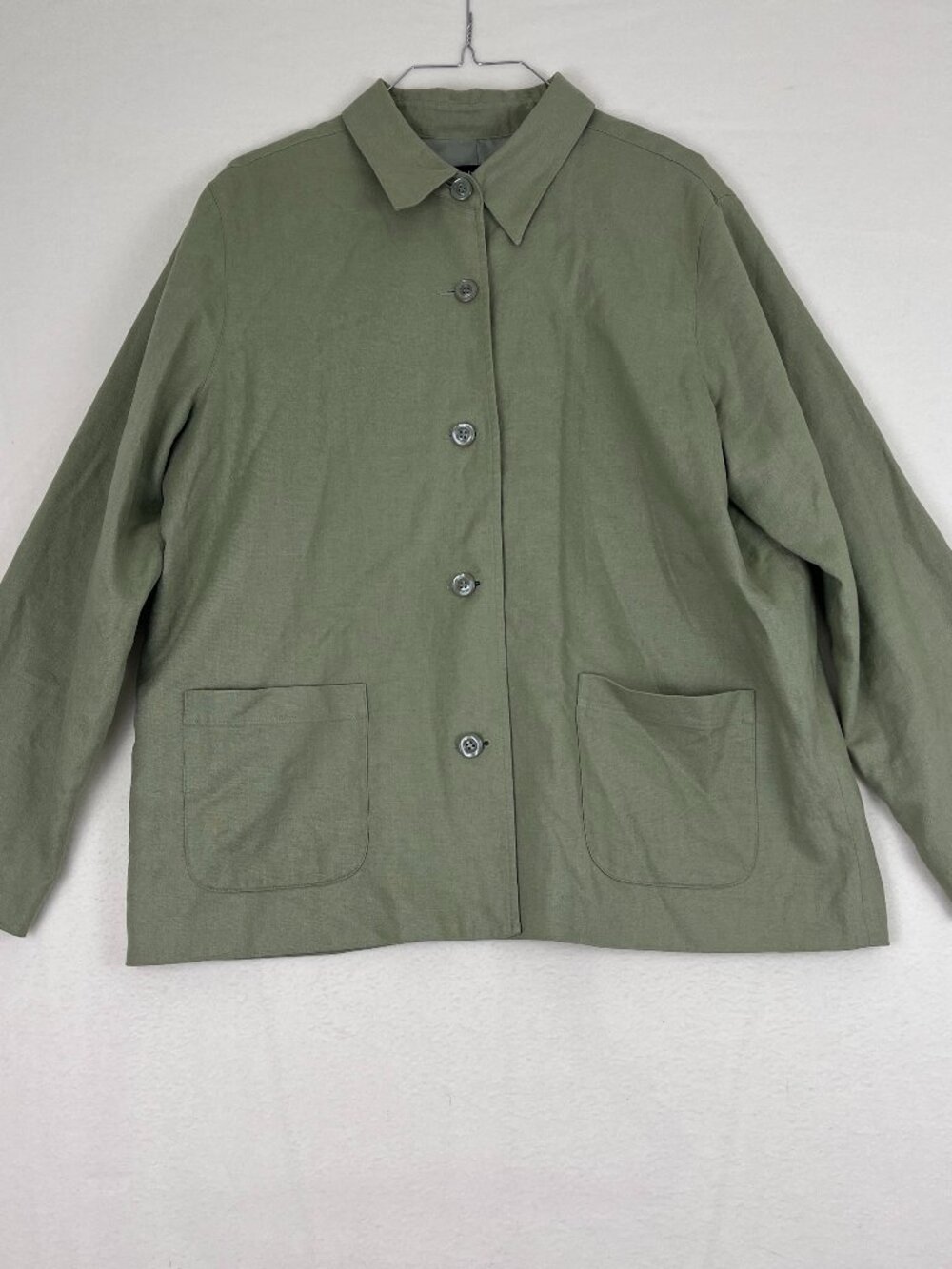 Vintage 90s Liz Claiborne LizSport Linen Jacket Size 16P Sage Green